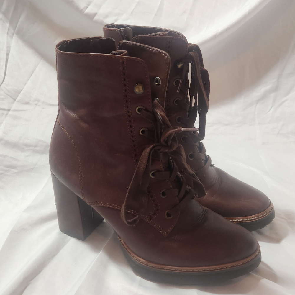 Brown Lace-Up Ankle Boots